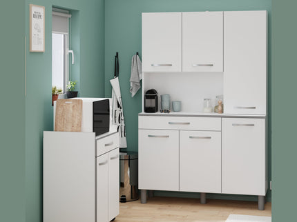 Parisot Buffet Season 1 - Modernes Küchenbuffet in Alu-Grau & Weiß mit viel Stauraum