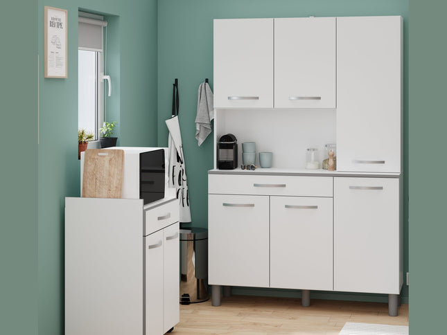 Parisot Buffet Season 1 - Modernes Küchenbuffet in Alu-Grau & Weiß mit viel Stauraum