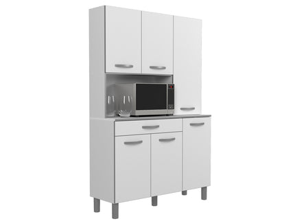 Parisot Buffet Season 22 - Modernes Küchenbuffet in Alu-Grau & Weiß mit viel Stauraum