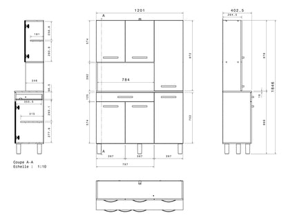 Parisot Buffet Season 1 - Modernes Küchenbuffet in Alu-Grau & Weiß mit viel Stauraum