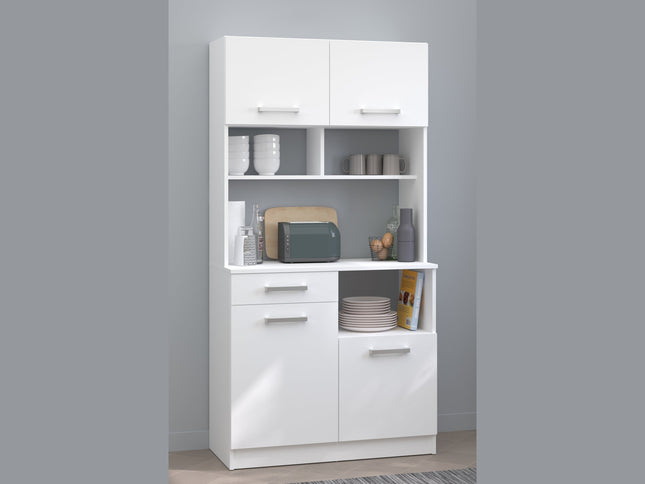 Parisot Buffet Uno 11 - Weißes Küchenbuffet mit Schubkästen und Türen für praktischen Stauraum