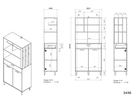 Parisot Buffet Gala 1 - Küchenbuffet Set in Eiche & Betonoptik