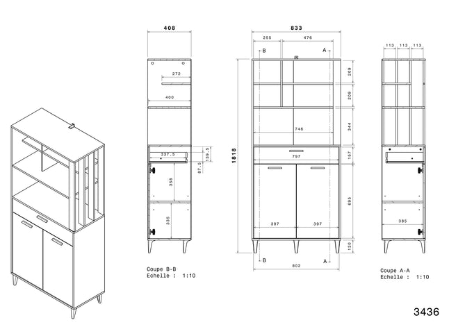 Parisot Buffet Gala 1 - Küchenbuffet Set in Eiche & Betonoptik