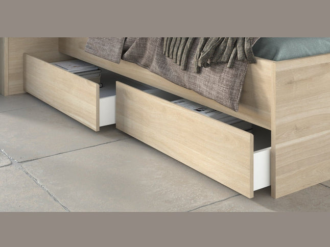 Parisot Stauraumbett Escale 7 - 120x200 – mit Bettschubkasten & Ablagen, Japanische Eiche