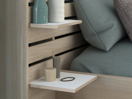 Parisot Stauraumbett Escale 7 - 120x200 – mit Bettschubkasten & Ablagen, Japanische Eiche