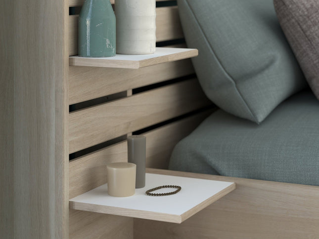 Parisot Stauraumbett Escale 7 - 120x200 – mit Bettschubkasten & Ablagen, Japanische Eiche