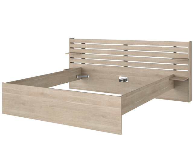 Parisot Stauraumbett Escale 7 - 120x200 – mit Bettschubkasten & Ablagen, Japanische Eiche