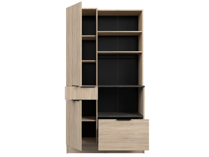 Parisot Buffet Fumay 3 - Küchenbuffet Set -Buffet,Insel & Rollschrank in Eiche & Betonoptik