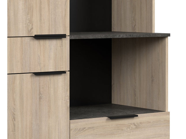 Parisot Buffet Fumay 3 - Küchenbuffet Set -Buffet,Insel & Rollschrank in Eiche & Betonoptik