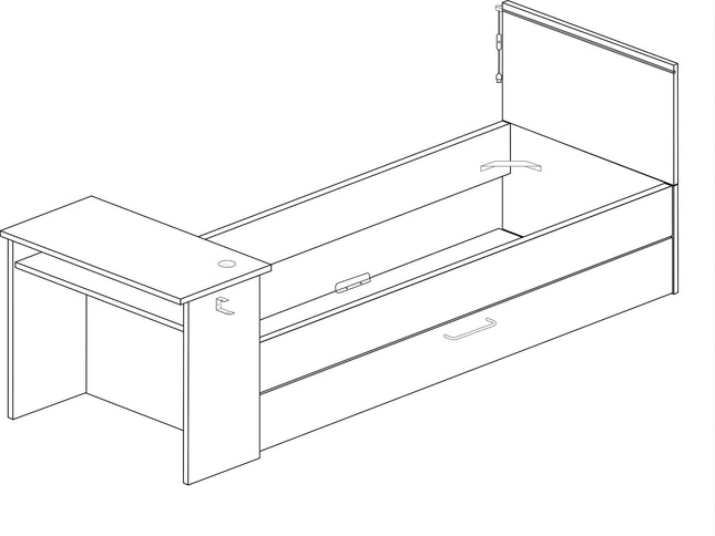 Kompaktbett mit Schreibtisch & Unterbett Trasman Bzone – 90x200 cm - Anthrazit/Rot