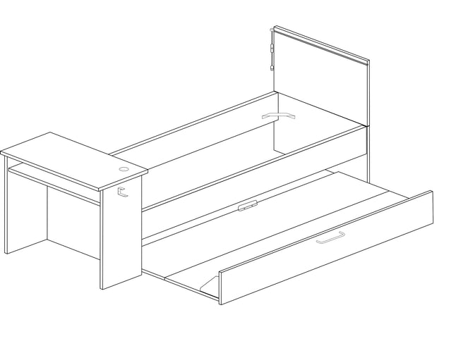 Kompaktbett mit Schreibtisch & Unterbett Trasman Bzone – 90x200 cm - Anthrazit/Rot
