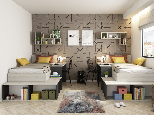 Stauraumbett mit Schreibtisch Trasman Blake - 90x200 - Cascina/Grau