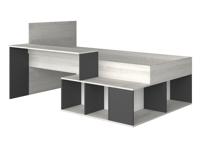 Stauraumbett mit Schreibtisch Trasman Blake - 90x200 - Cascina/Grau