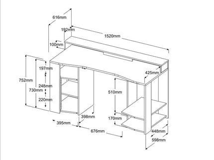 Parisot Gaming Set 1 - 3 tlg. Gamingtisch und 2 x Schrank inkl. RGB LED Beleuchtung - schwarz