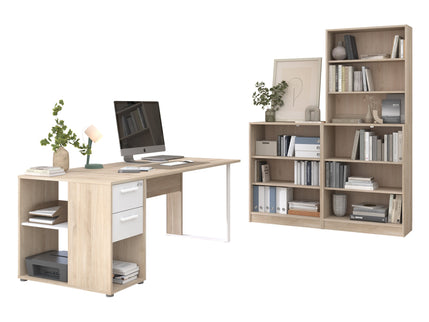 Home Office Set Parisot Start Up 12 – Schreibtisch mit Regalen & Container Eiche/Weiß
