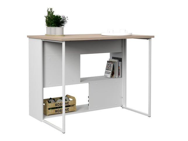 Parisot Buffet Spoon 12 - Moderne Theke/Insel in Weiß & Jackson Eiche für Küche und Mehrzweckräume