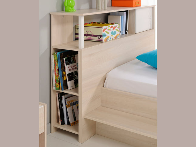 Parisot Jugendzimmer-Set Charly 15 - Set 5-teilig – Bett, Kleiderschrank, Schreibtisch & Regal in Weiß/Akazie