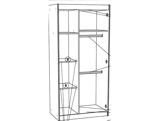 Parisot Jugendzimmer-Set Charly 5 - Set 2-teilig – Hochbett & Kleiderschrank in Weiß/Akazie