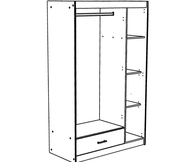 Parisot Jugendzimmer-Set Charly 6 - Set 2-teilig – Hochbett & 3-türiger Kleiderschrank in Weiß/Akazie