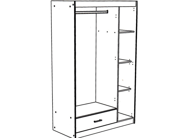 Parisot Jugendzimmer-Set Charly 6 - Set 2-teilig – Hochbett & 3-türiger Kleiderschrank in Weiß/Akazie