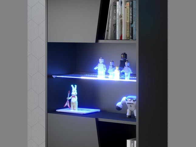 Parisot Gaming Set 2 - 2 tlg. Gamingtisch und Schrank inkl. RGB LED Beleuchtung - schwarz