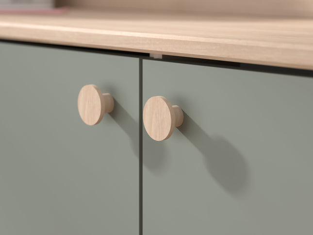 Parisot Jade1 - Hochbett mit integrierten Schreibtisch und Stauraum - 90x200 - Jackson Eiche und Seladon grün  #