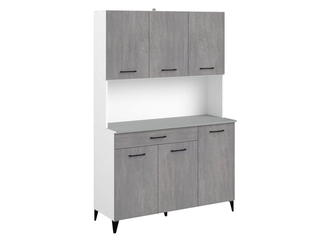 Parisot Buffet Malice 11 - Küchenbuffet Stauraumwunder in Weiß & heller Betonoptik