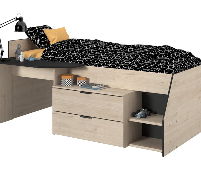 Parisot Milky 2 Hochbett 90x200 cm – mit Stufen & Kommode