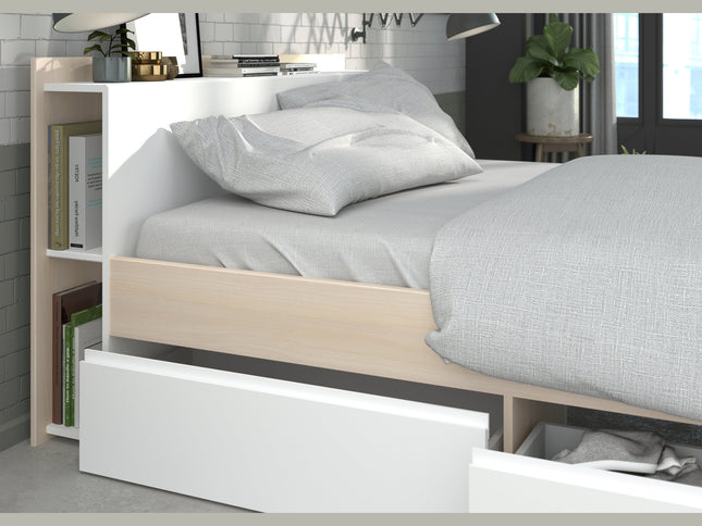 Parisot Jugendzimmer-Set 2-tlg.  MOST 71 – Bett 140x200 cm & Kleiderschrank – Akazie/Weiß