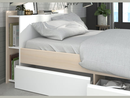 Parisot Jugendzimmer-Set 2-tlg.  MOST 72 – Bett 160x200 cm & Kleiderschrank – Akazie/Weiß