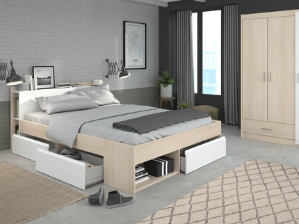 Parisot Jugendzimmer-Set 2-tlg.  MOST 72 – Bett 160x200 cm & Kleiderschrank – Akazie/Weiß