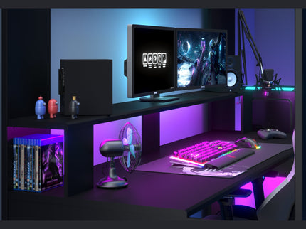 Parisot Gaming Hochbett inkl. RGB LED Beleuchtung - 90x200 - schwarz #