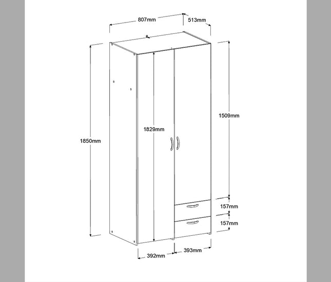 Parisot Milky 22 Kinderzimmer-Set Hochbett 90x200 & Kleiderschrank