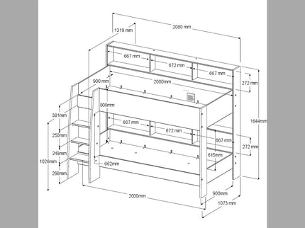 Parisot Shelter 13 Kinderzimmer-Set – Etagenbett, Kleiderschrank & Bettschubkasten