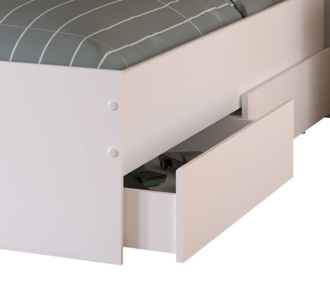 Parisot Kinderzimmer-Set Pirouette 23 – 5 tlg. Strauraumbett, Nako, Bettschubkasten, Kleiderschrank & Schreibtisch in Weiß/Rosa oder Grau