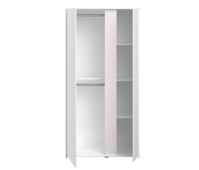 Parisot Kinderzimmer-Set Pirouette 22 – 5 tlg. Stauraumbett, Nako, Bettschubkasten, Kleiderschrank & Kommode in Weiß/Rosa oder Grau