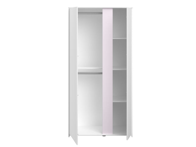 Parisot Kinderzimmer-Set Pirouette 22 – 5 tlg. Stauraumbett, Nako, Bettschubkasten, Kleiderschrank & Kommode in Weiß/Rosa oder Grau