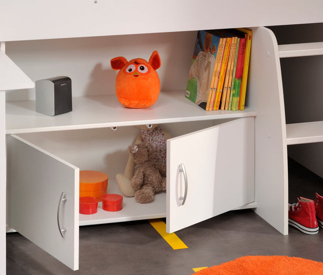 Parisot Reverse 1 - Hochbett mit integrierten Schreibtisch & Kommode - 90x200 –  Weiß