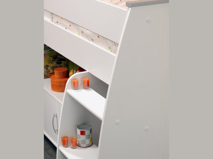 Parisot Hochbett Reverse 1 - 90x200 mit integrierten Schreibtisch & Kommode – Weiß#