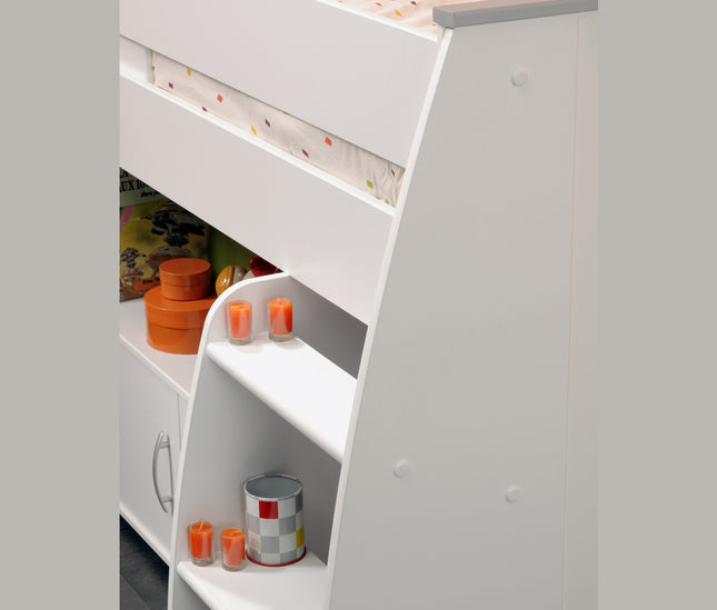 Parisot Reverse 1 - Hochbett mit integrierten Schreibtisch & Kommode - 90x200 –  Weiß