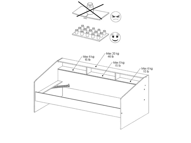 Parisot Stauraumbett  Sleep 4 - 90x200 Weiß/Eiche – mit Schubkästen & Ablagefächern #