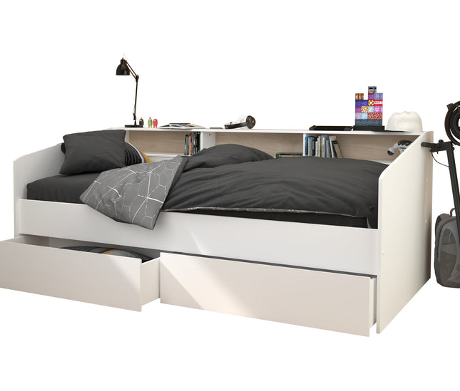 Parisot Stauraumbett Sleep 4 mit Bettschubkästen - Weiß/Eiche