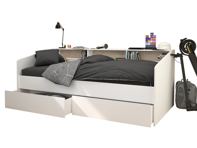 Parisot Stauraumbett Sleep 4 mit Bettschubkästen - Weiß/Eiche