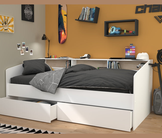 Parisot Stauraumbett Sleep 4 mit Bettschubkästen - Weiß/Eiche