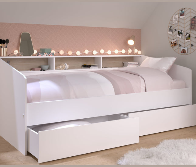Parisot Stauraumbett Sleep 4 mit Bettschubkästen - Weiß/Eiche