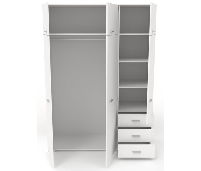 Parisot Kinderzimmer-Set Sleep 40 – 5-tlg. Stauraumbett, Bettschubkästen, Schreibtisch, Kommode & Kleiderschrank - Weiß/Eiche