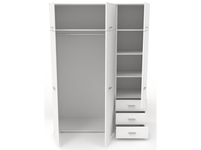 Parisot Kinderzimmer-Set Sleep 40 – 5-tlg. Stauraumbett, Bettschubkästen, Schreibtisch, Kommode & Kleiderschrank - Weiß/Eiche