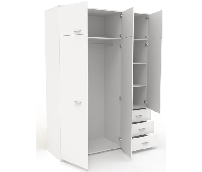 Parisot Kinderzimmer-Set Sleep 41 – 4-tlg. Stauraumbett, Bettschubkästen, Kommode & Kleiderschrank - Weiß/Eiche