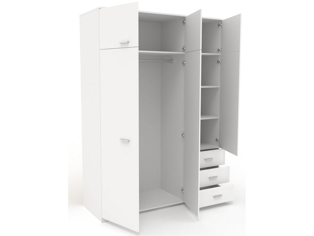 Parisot Kinderzimmer-Set Sleep 41 – 4-tlg. Stauraumbett, Bettschubkästen, Kommode & Kleiderschrank - Weiß/Eiche