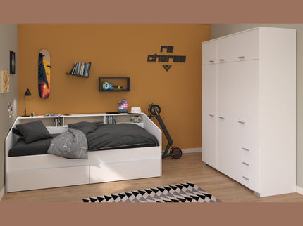 Parisot Kinderzimmer-Set Sleep 43 – 3-tlg. Stauraumbett, Bettschubkästen & Kleiderschrank - Weiß/Eiche